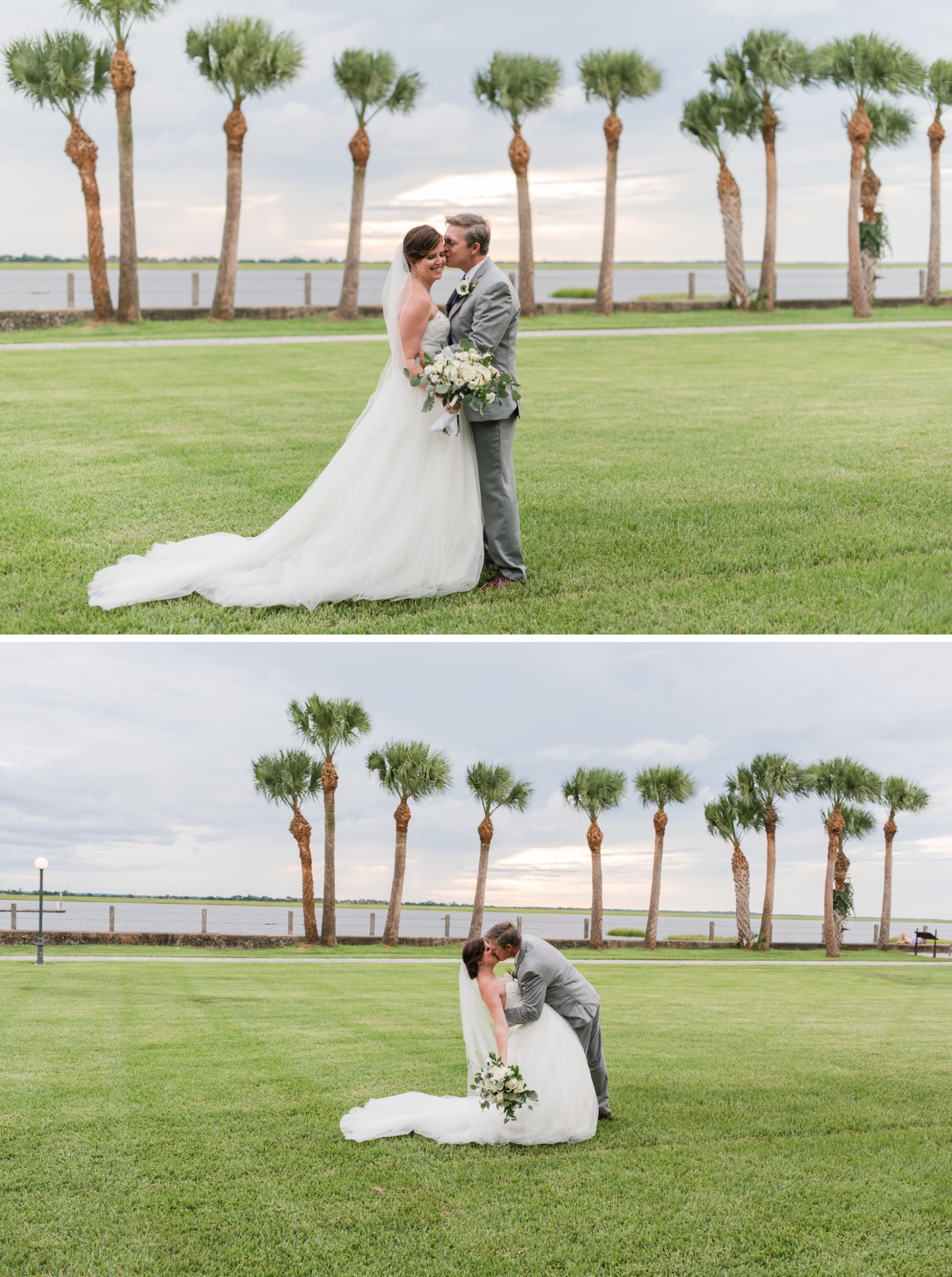 bride and groom for intimate coastal wedding at Jekyll Island Club Resort