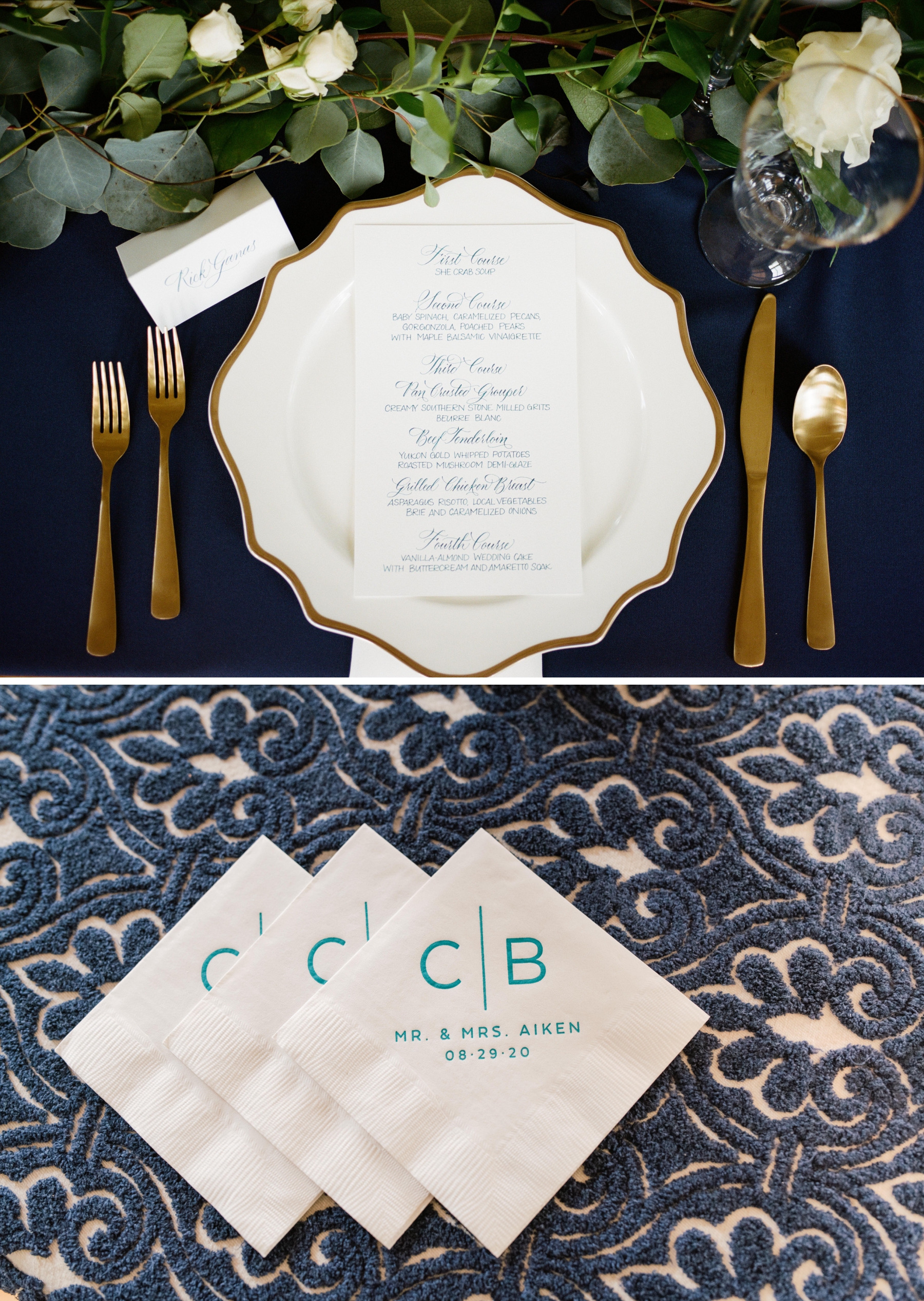 An intimate wedding with blue and coastal details