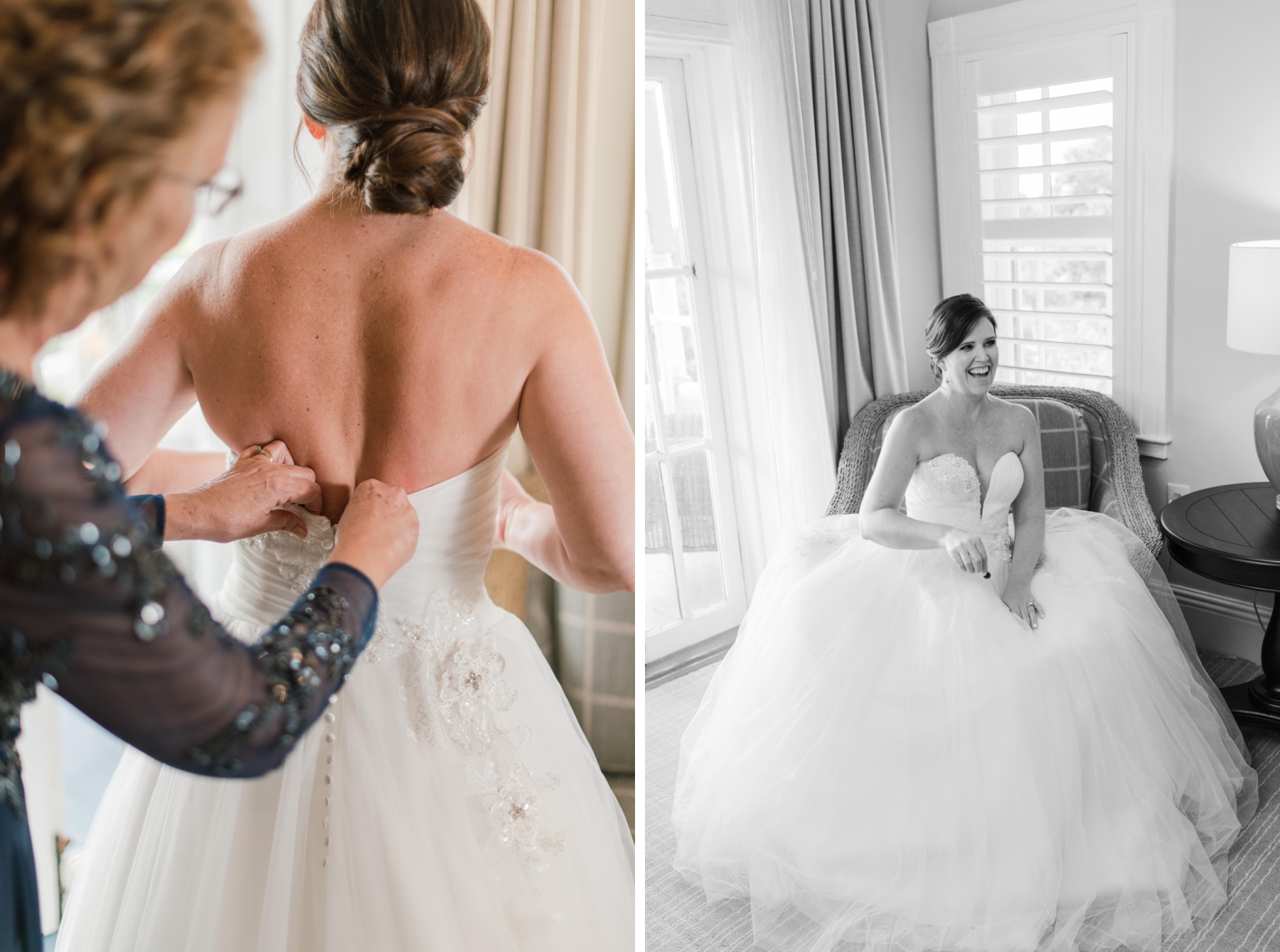bride getting ready for intimate wedding